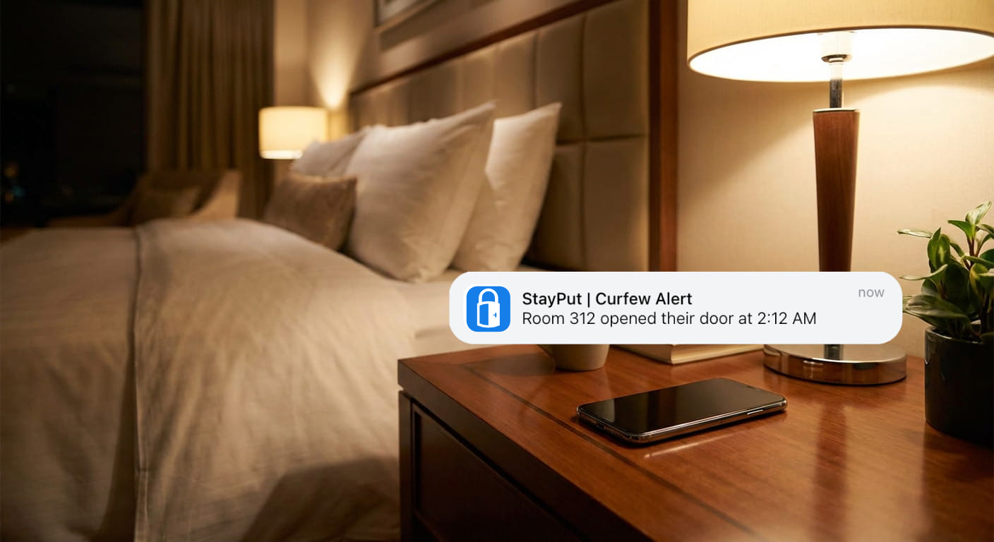 A phone showing a StayPut alert notification